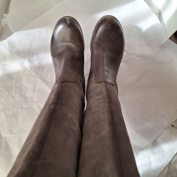 Naya knee high boot gray suede wide calf riding block heel size 8 - Picture 4 of 14